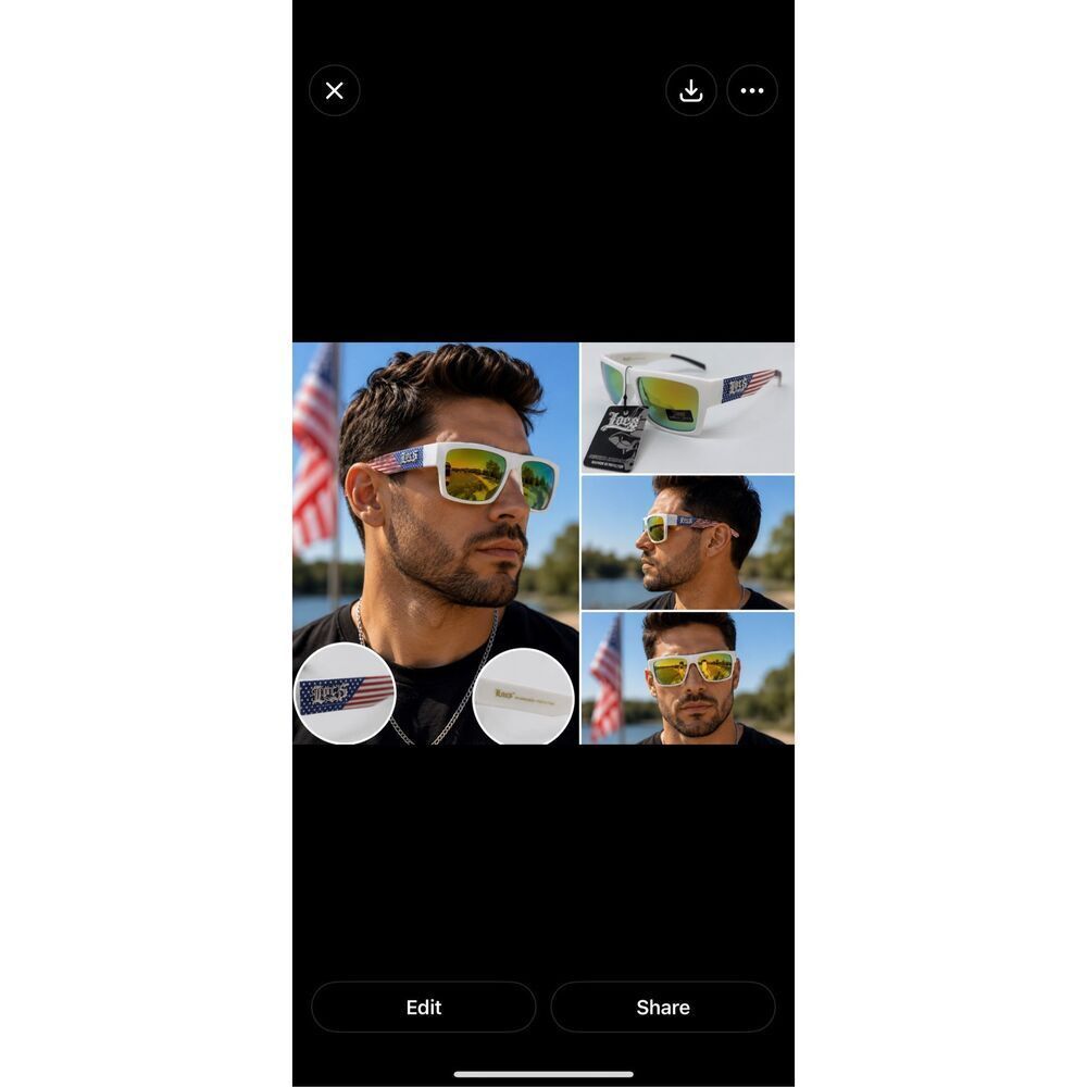 Locs Patriotic American Flag White Mirrored Sunglasses UV Protection